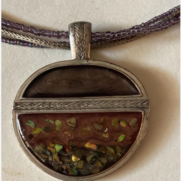 Laura Ashley necklace. Has a rustic style Multicolor Pendant Necklace bohemian - Picture 2 of 4